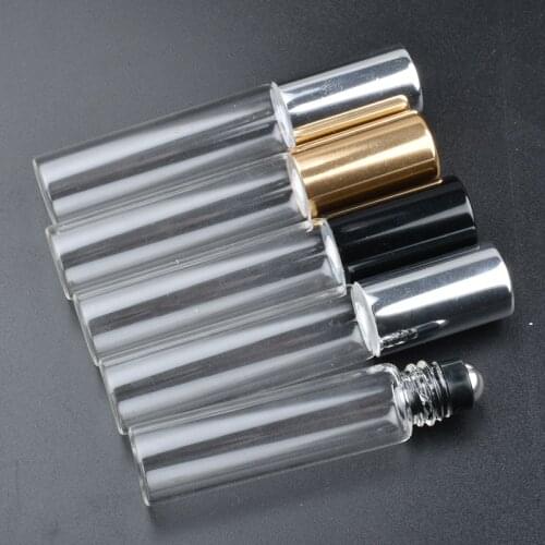 100pcs 5ml Glass Roller Bottles Empty Clear Bottle With Roll On Ball Empty Cosmetic Essential Oil Vial Transparent Glass Tube