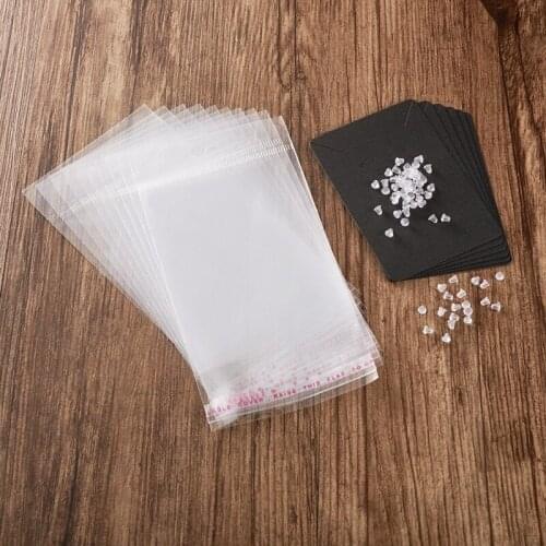 100pcs Paper Jewelry Display Cards Jewelry Bags with Plastic Ear Nuts OPP Cellophane Bags for Jewelry Earrings