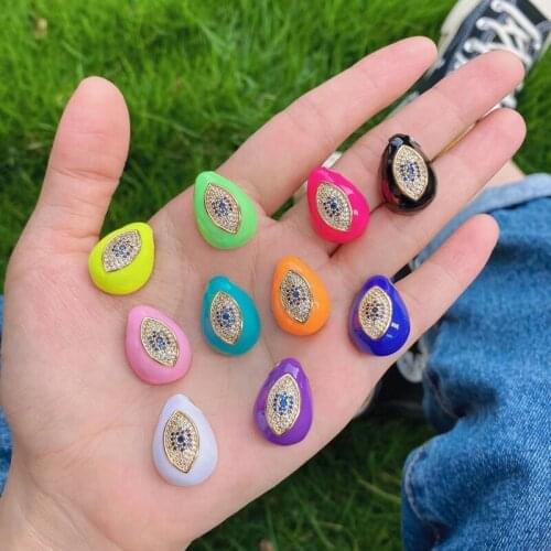 5pcs/lot High Quality CZ Enamel Eye Pendant Colorful Eye Charms for DIY Jewelry