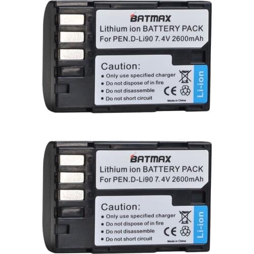 2X 2600mAh D-LI90 DLI90 D LI90 Digital Camera Battery for PENTAX 645, K-1II, K-1, K-3II, K-3, K-7, K-5, K-5II & K-5IIs DSLRs