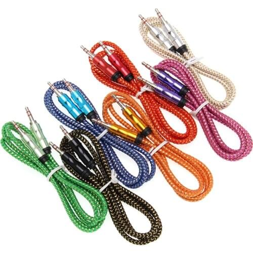 1m Jack Audio Cable 3.5 Mm To 3.5mm Aux Cable Male To Male Kabel Gold Plug Car Cord for Iphone 7 Samsung for Speaker 500pcs