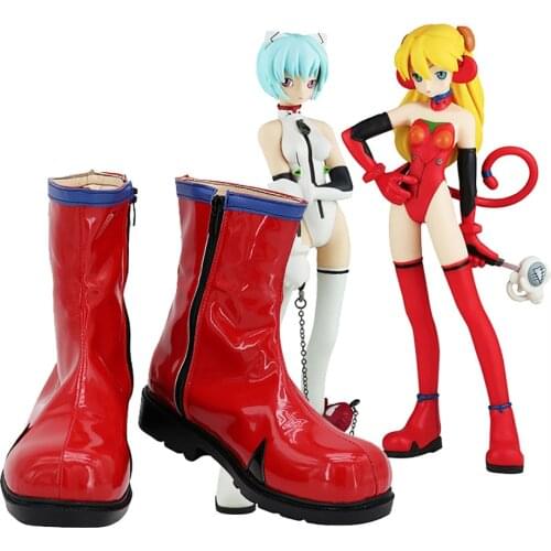 Evangelion Asuka Red Boots Cosplay EVA Asuka Langley Soryu Cosplay Shoes Red Customized Boots for Unisex