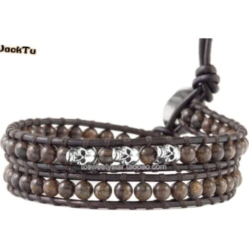 Bronzinite stone wrap bracelet for men and woman