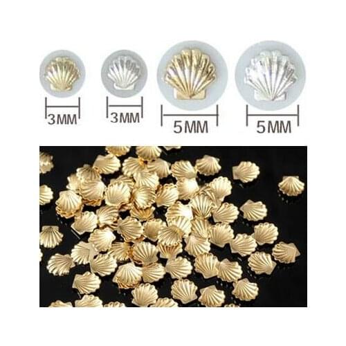 ERTRTE Sale Sea styles 100pcs/pack Mixed 3mm 5mm 3d Gold Silver Shell Design Nail Art DIY Charm Metal Studs Nail Art Decorations