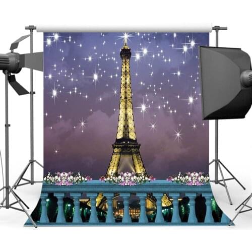 MOCSICKAEiffel Tower Photo Backdrop for Photography Glitter Background Shining Stars Backdrops Computer Printed Photocall 844