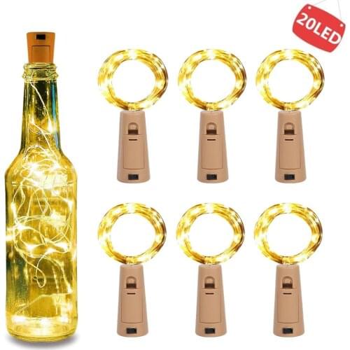 String led Wine Bottle with Cork 20 LED Bottle Lights Battery Cork for Party Christmas string lights Wedding Bar Decor Garland