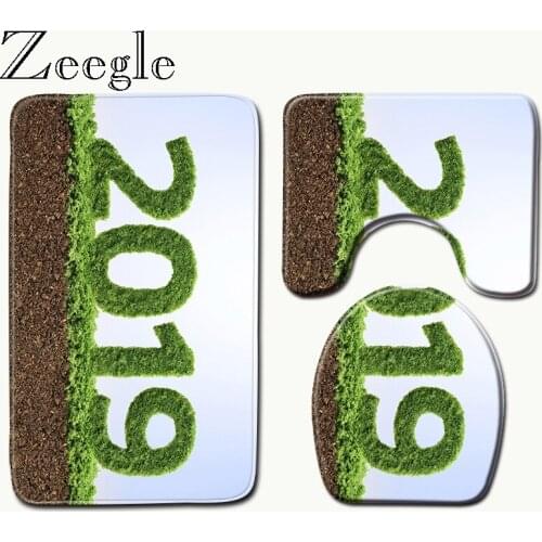 Zeegle Bathroom Mats Anti Slip Bathroom Mat Set Coral Fleece Floor Bath Mat Washable Bathroom Toilet Rugs Absorbing Carpet