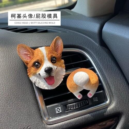 Corgi Dog Head Silicone Mold DIY Aroma Plaster Gypsum Silicone Mould For Car Decoration Small Dog Buttocks Cake Epoxy Mold