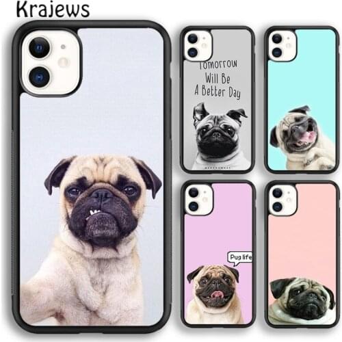 Krajews CUTE PUPPY PUG DOG MOPS Phone Case Cover For iPhone 5s 6s 7 8 plus X XR XS 11 12 pro max Samsung Galaxy S8 S9 S10 Plus