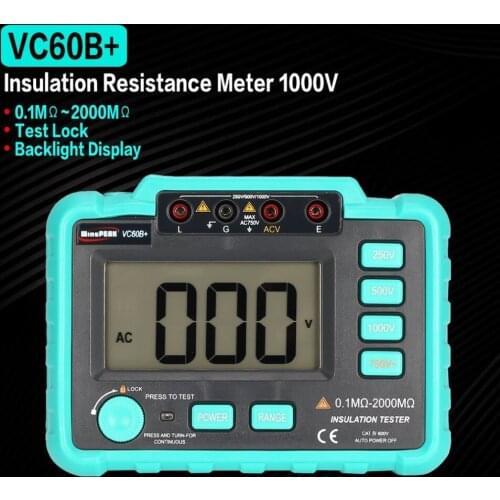 VC60B 1000V Megger Insulation Tester Megohmmeter Ohm Tester InsInsulation Resistance Tester Meters Multimeter The Same As UT501