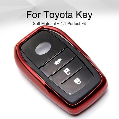 Soft TPU Car Key Case Cover for Toyota Rav4 Aygo Highlander Chr Camry Corolla Aqua Prado Land Cruiser 200 Tundra Key Ring Chain