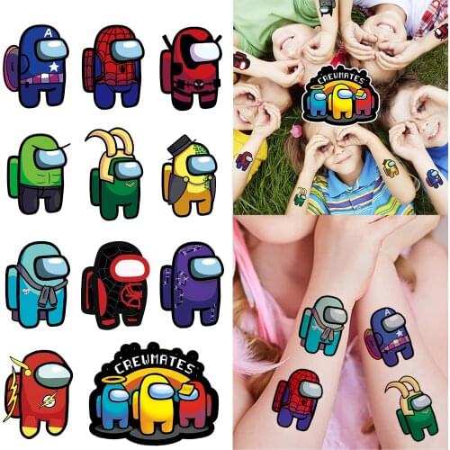 1Set Children Cute Cartoon Werewolf Kill Hero Temporary Tattoo Stickers Baby Shower Kids Body Makeup Sticker Tattoos