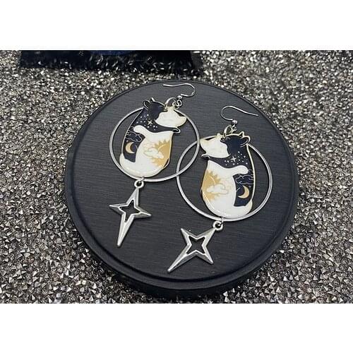 Celestial Kitties Earrings / Dangle Earrings / Goth Punk Jewelry