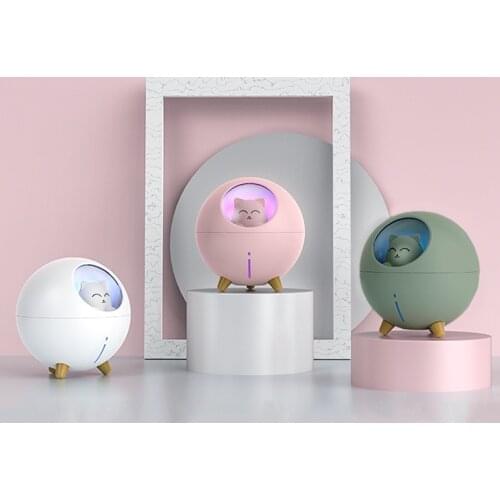 Planet Cat Night Light USB Humidifier Fogger Diffuser Home Office Desktop Silent Spray Moisturizing Gift Smart Home