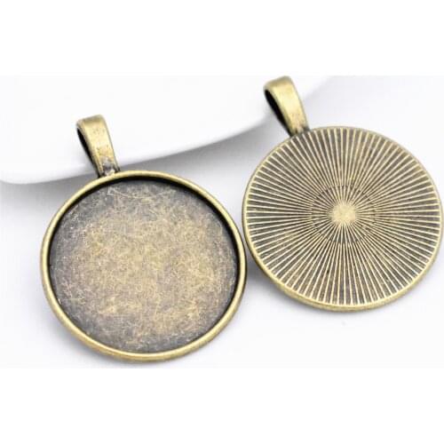 NEW 10pcs 25mm Inner Size Antique Bronze Plated Simple Style Cabochon Base Cameo Setting Charms Pendant