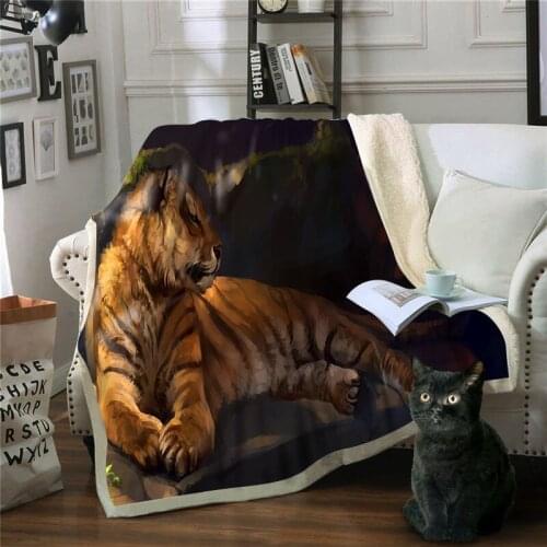 Printing Animal Cartoon throw Blanket Tiger Pattern Sherpa Fleece Blankets for Beds 100% High-quality Home Beddding Portable FGS