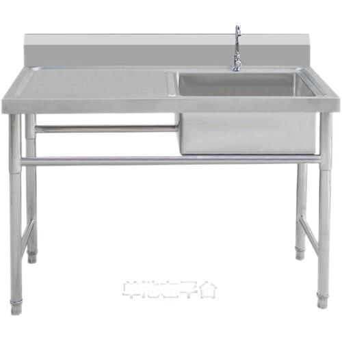 Single and double basin stainless steel sink with stand vanity washing vegetables canteen with platform