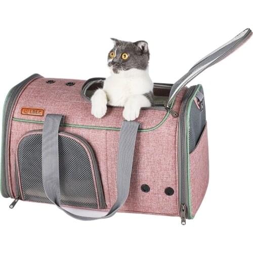 Free Shipping Pet Cat Carrier Handbag Portable Outing Travel Bag Breathable Zipper Small Puppy Dog Cat Bag Airline Approved