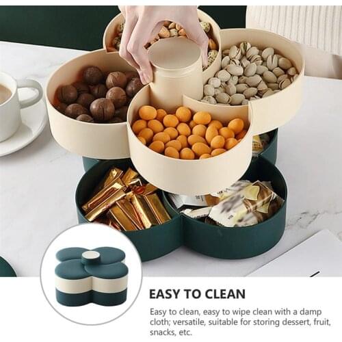 1Pc Living Room Storage Tray Shop Classified Tray Snack Tray With A Lid Storage Compartment Double-Layer Rotating Candy Box
