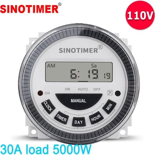 120VAC Heavy Load 30A 7 Days Weekly Programmable Digital Timer Switch Output 110V Voltage Inside Battery with Dustproof Cover