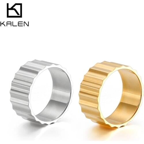 KALEN Wave Surface Wide Geometric Metal Simple Design Classic New Product Stainless Ring Jewelry Gift For Female