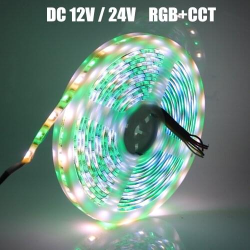 DC12V 24V LED Strip 5050 60LEDs/m RGB + White + Warm White Flexible LED Rope Ribbon Tape LED Light Lamp 5m