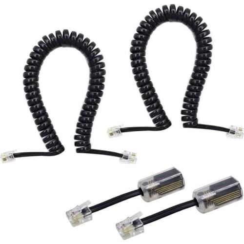 Telephone Cord Detangler, 2 Pack Black Coiled Telephone Handset Cord / 1.1 Ft Coiled 2 Pack Black Extended Rotatable Telephone P