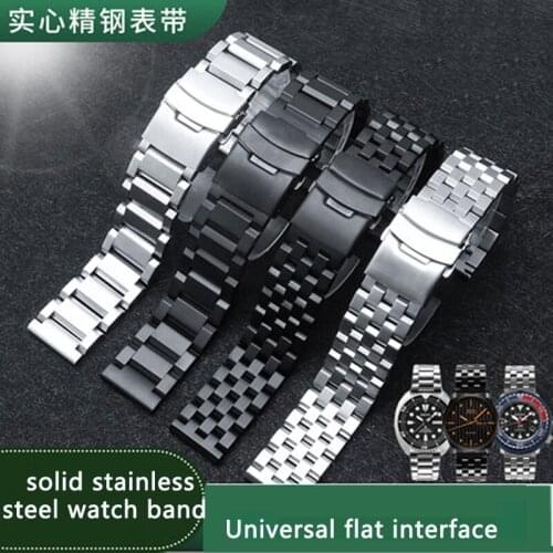 Universal Solid stainless steel watch band for Sei-ko No. 5 water ghost abalone Citiz-en Montblan 18 20 22 24mm flat interface