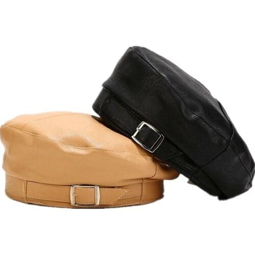 2020 Solid leather buckle beret painter hat octagonal hat women and girl 06
