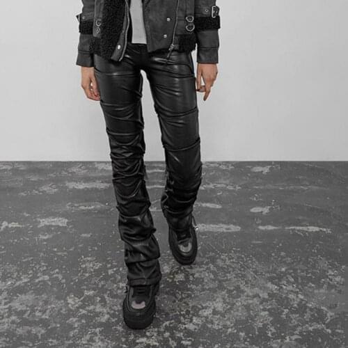 Trousers Punk Clubwear Party Pants Disco Pants Ladies Punk Pants Zip Closure Slim High Waist Faux Leather Trousers Long Pants