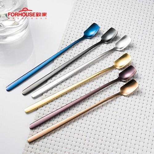 1 pcs Long Handled 304 Stainless Steel Coffee Spoon Ice Cream Dessert Tea Spoon For Picnic Kitchen Accessories