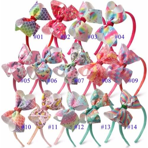 20PCS/lot , Children unicorn horn hair hoop handmade grosgrain ribbon bow headband princess girls hair accessories