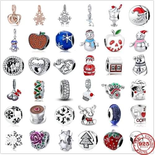 2020 Newst Christmas Apple Santa Bells Deer Beads fit Original Pandora Charms Silver 925 Bracelet DIY Women Jewelry Berloque