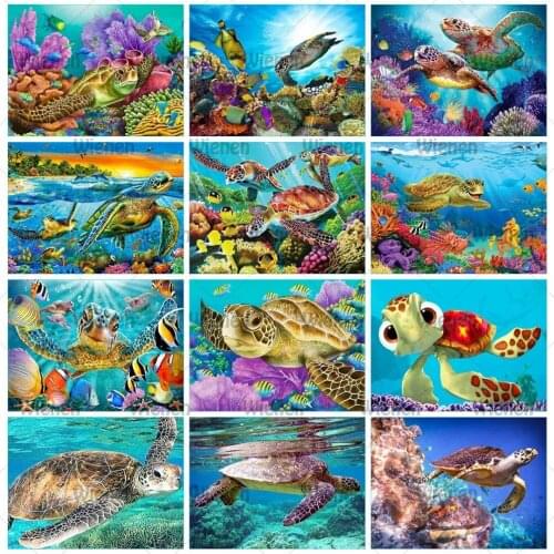 5D Diy Full Drill Diamond Painting Turtle Mosaic Sea Animal Home Decoration Embroidery Sea Scenery Handmade Gift Wall Art