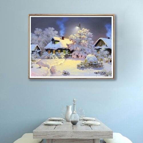 5D Diamond Painting Winter Nature Cross Stitch Mosaic Picture Of Rhinestones Diy Diamond Embroidery Full Set Snow Scenery Decor