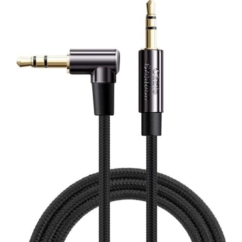 Audio Cable,3.5mm Right Angle Male to Male Auxiliary Jack HiFi Cable with Silver-Plating Copper Core Compatible with Car, Phones