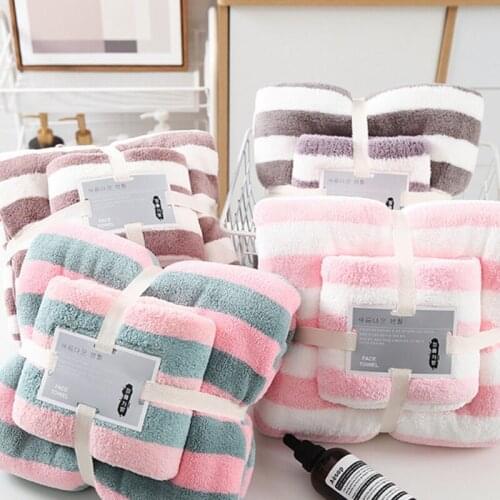 G6DA Bath Towels 2Pcs Coral Fleece Towel Small and Large Size Soft Towel for Home Women Men Water Absorbent No Lint Towel Se