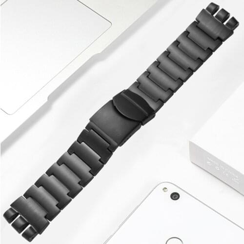 Stainless Steel Watchband Substitute Swatch Watch Accessories Black Silver Concave Convex Metal Bracelet 17 19 23mm