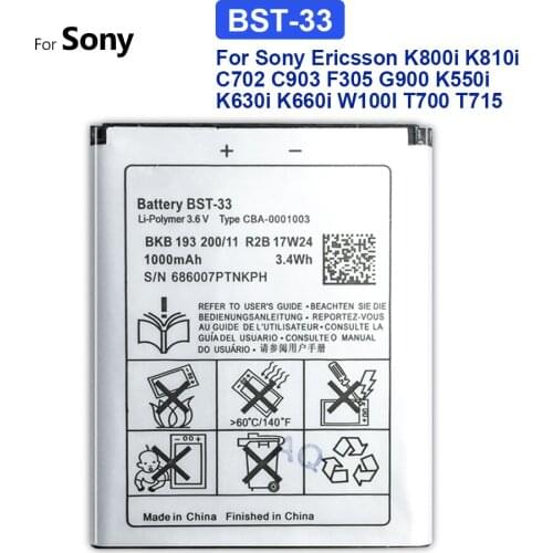 BST-33 Mobile Phone Battery For Sony Ericsson K800i K810i C702 C903 F305 G900 K550i K630i K660i W100I T700 T715