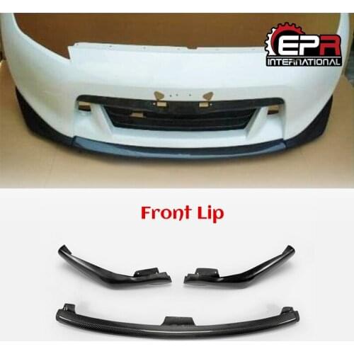 JDM Portion Carbon Fiber Front Lip 3pcs Glossy Fibre Bumper Splitter For Nissan 09-12 370Z Z34 Zenki Early Model (Pre-facelift)