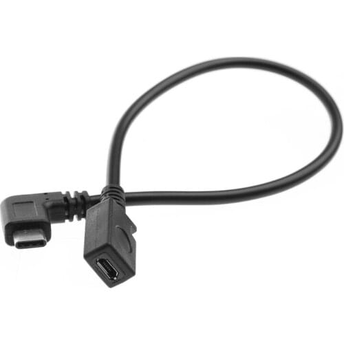 USB 3.1 Type C Right Angle Male To Micro USB 2.0 B Straight Female Adapter Cable M5TE