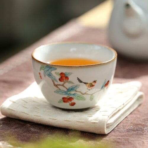 Ceramic Teacup Chinese Handpainted Design Cute Samll Cup Tasting Tea Cups Ceramics Tea Bowl Kung Fu Tea Set Tea Cups