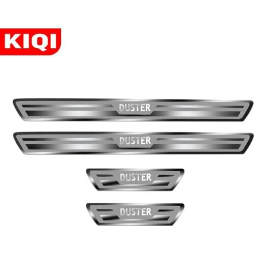 KIQI Stainless Steel Car Door Sill Scuff Plate Protection Sticker for Dacia Renault Duster 2010 - 2021 4Pcs/Set Accessories