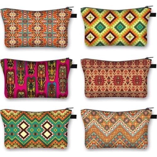 African Logo Women Printing Cosmetic Bag Afro Ladies Makeup Bags Leisure Mini Lipstick Bag Portable Eye-shadow Storage Bags Gift