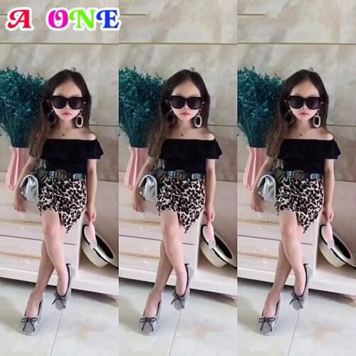 Summer girls set baby suit kids clothes girls ruffle outfits fashion tee + skirt + belt 3 pcs set toddler girls clothes