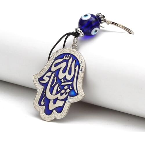 MEIBEADS 1pc Fashion Fatima Hand Evil Eye Keychains Purse Bag Buckle Pendant For Hamsa Car Keyrings key chains holder women
