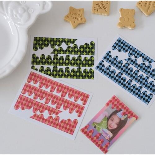 Cute Glitter Cheese Flow Plaid Decorative Stickers DIY Hand Account Diary Collage Scrpbooking Album Kawaii Stationery Sticker