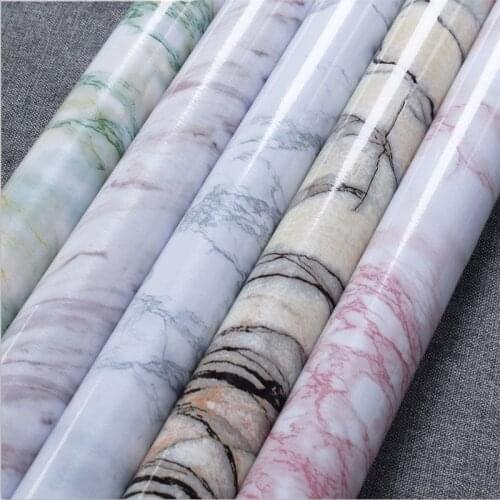 Marble Pattern Kitchen Oil-proof Stickers Waterproof Wallpaper Self-adhesive Desktop Stickers Ceramic Tile Decorative Wall Stick