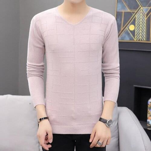 Men Sweaters Leisure White Pink Black Grey Pullover Men V-neck Thin Long Sleeve Slim Fit In Spring Autumn Casual Mens Sweaters