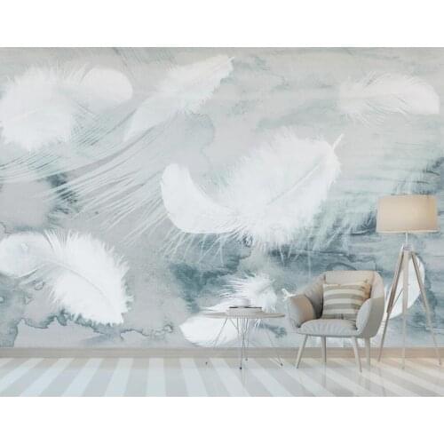 Nordic Watercolor Feather Wallpaper 3D Mural for Living Room Bedroom Home Wall Decor Art Wall Paper Rolls Contact Paper Custom